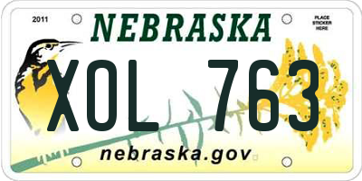 NE license plate XOL763
