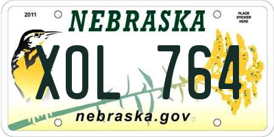 NE license plate XOL764