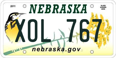 NE license plate XOL767