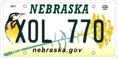 NE license plate XOL770