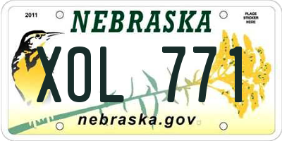 NE license plate XOL771