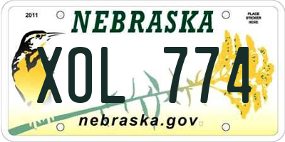 NE license plate XOL774
