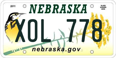 NE license plate XOL778
