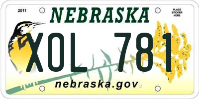 NE license plate XOL781