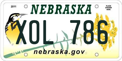 NE license plate XOL786