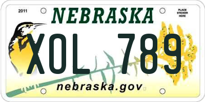 NE license plate XOL789