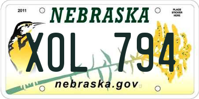 NE license plate XOL794
