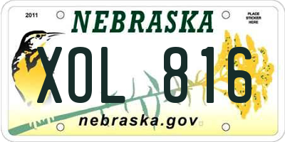 NE license plate XOL816