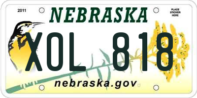 NE license plate XOL818