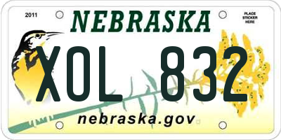 NE license plate XOL832