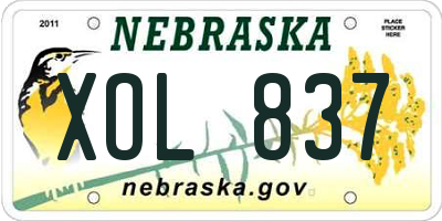 NE license plate XOL837