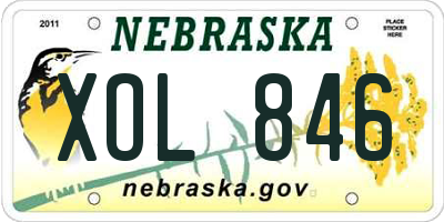 NE license plate XOL846