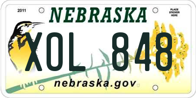 NE license plate XOL848