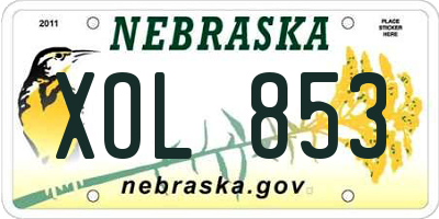 NE license plate XOL853