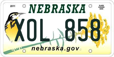 NE license plate XOL858