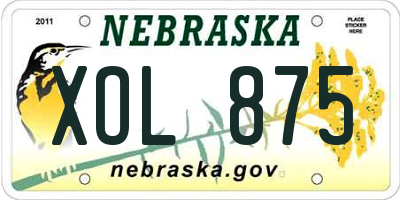 NE license plate XOL875