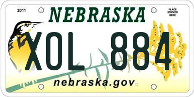 NE license plate XOL884