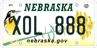 NE license plate XOL888