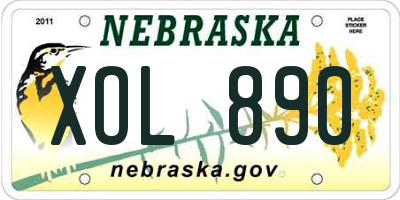 NE license plate XOL890