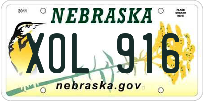 NE license plate XOL916