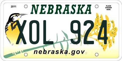 NE license plate XOL924