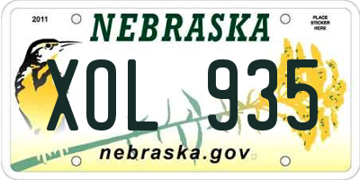 NE license plate XOL935