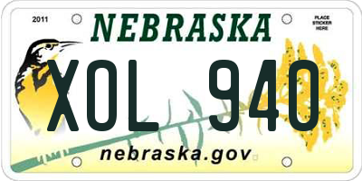 NE license plate XOL940