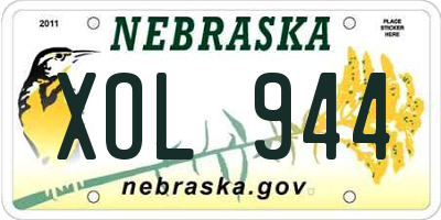 NE license plate XOL944