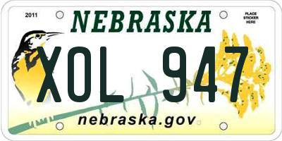 NE license plate XOL947