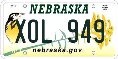 NE license plate XOL949