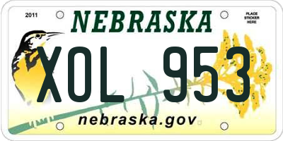 NE license plate XOL953