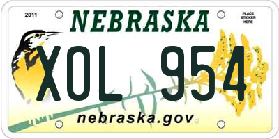 NE license plate XOL954