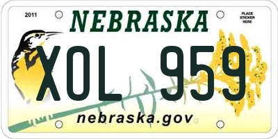 NE license plate XOL959