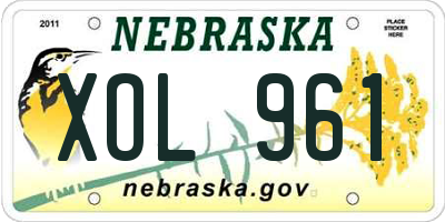 NE license plate XOL961