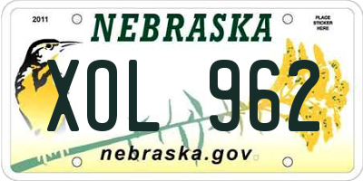NE license plate XOL962
