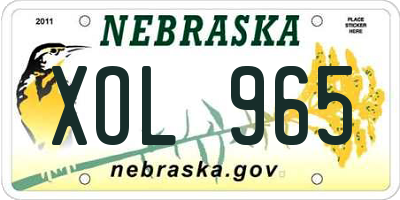 NE license plate XOL965