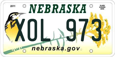 NE license plate XOL973