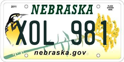 NE license plate XOL981