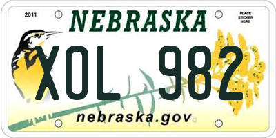 NE license plate XOL982