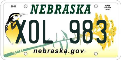 NE license plate XOL983