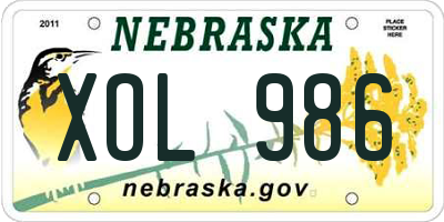 NE license plate XOL986