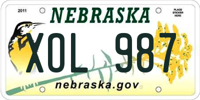 NE license plate XOL987