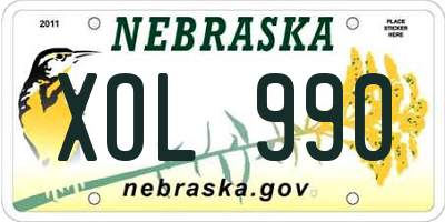 NE license plate XOL990