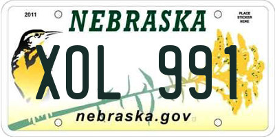 NE license plate XOL991