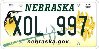 NE license plate XOL997