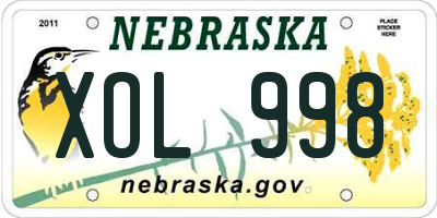 NE license plate XOL998