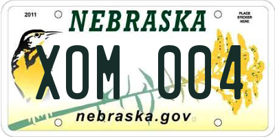 NE license plate XOM004