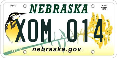 NE license plate XOM014