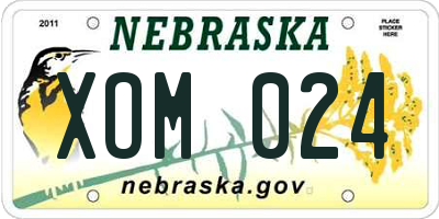 NE license plate XOM024