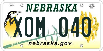 NE license plate XOM040